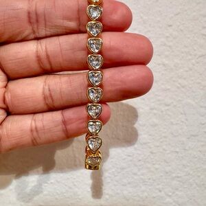 Gold Heart Tennis Bracelet